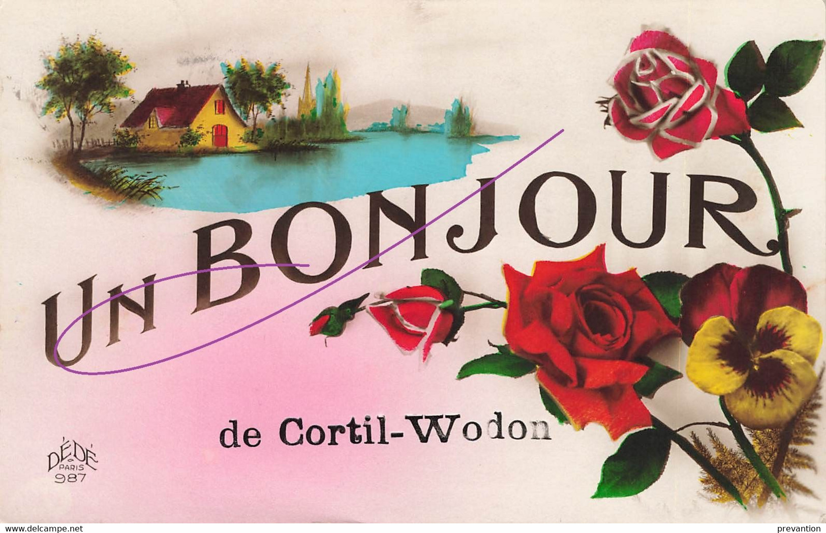 Un Bonjour De CORTIL-WODON - Carte Colorée Et Circulé En 1925 - Fernelmont
