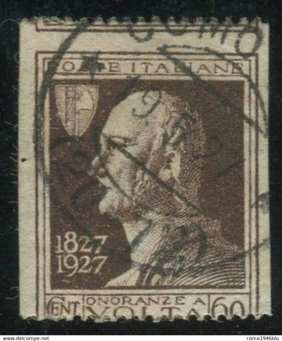 REGNO 1927 VOLTA 60 C. SASSONE N.212da  USATO NON DENTELLATO VERTICALMENTE CON DENTELLATURA ORIZZONTALE FORTEMENTE - Used