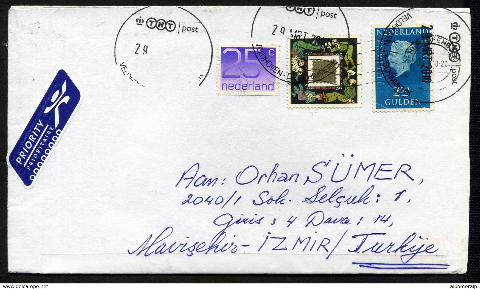 Netherlands Veldhoven 2010 Priority Mail Cover Used To Turkey | Mi 1426 Cartoons, Christmas, Comics - Briefe U. Dokumente