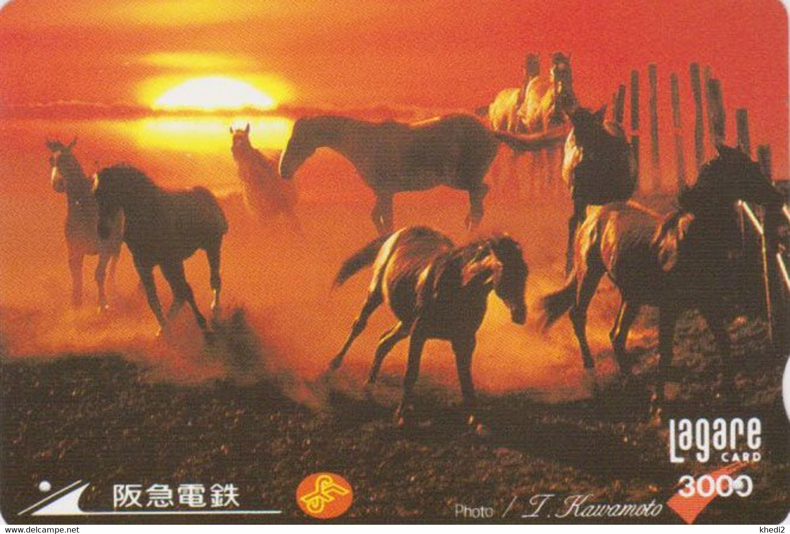 Carte Prépayée JAPON - ANIMAL - CHEVAL - HORSE & SUNSET JAPAN Prepaid Kansai Lagare Transport Ticket Card - 388 - Chevaux