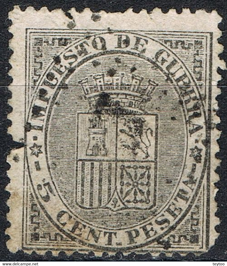 [CF4100] España 1874, Impuesto De Guerra, 5 Cent., Matasellado (U) - Oblitérés