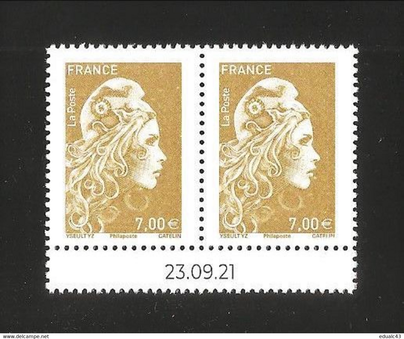 2021 -Salon - PAIRE Datée Timbres Dorés 7.00 € De L'affiche " Marianne L'engagée "  -NEUF ** LUXE - - Mint/Hinged