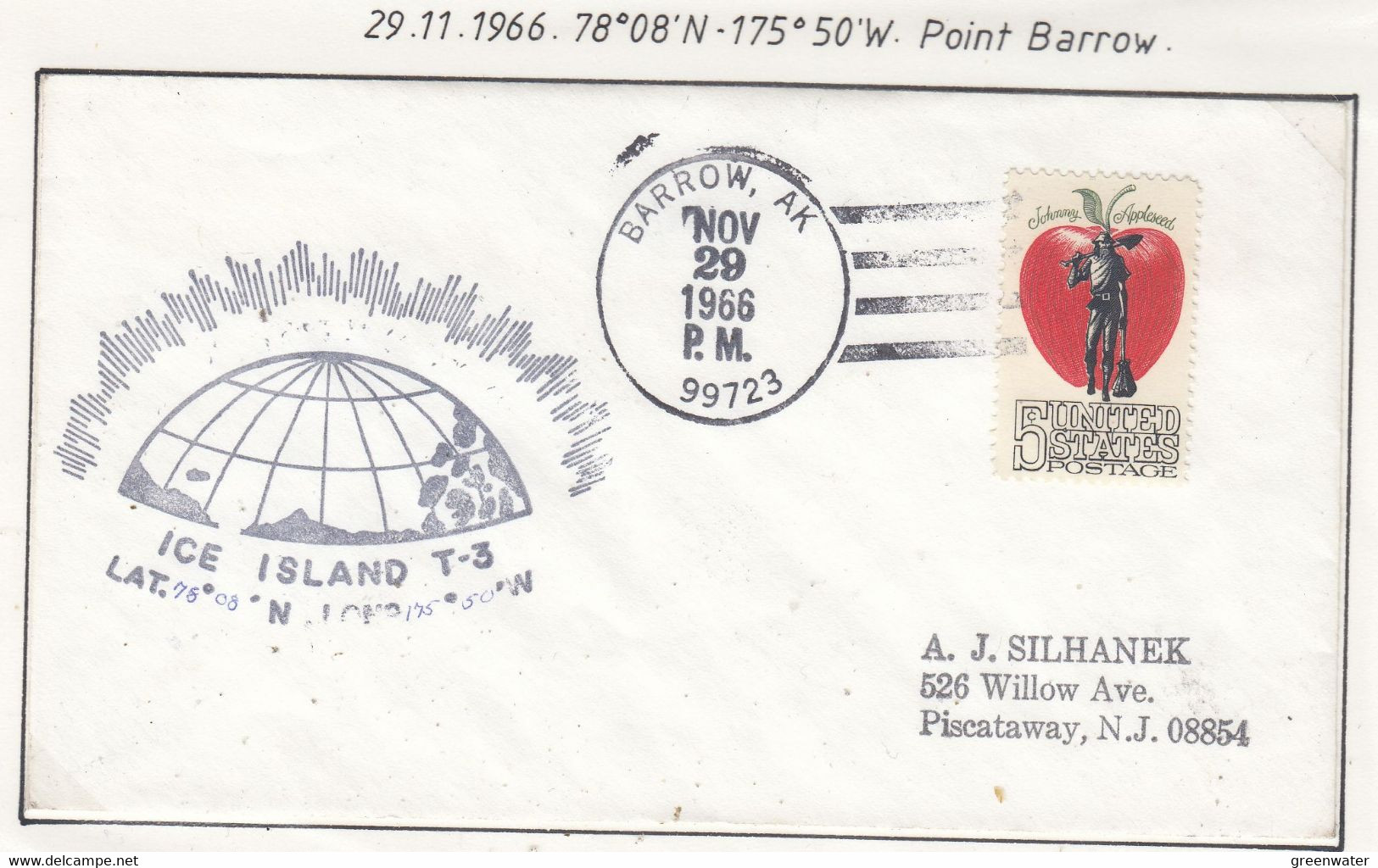 USA Driftstation ICE-ISLAND T-3 Cover Ca  Ice Island T-3 Periode Nov 29 1966  (DR119C) - Scientific Stations & Arctic Drifting Stations