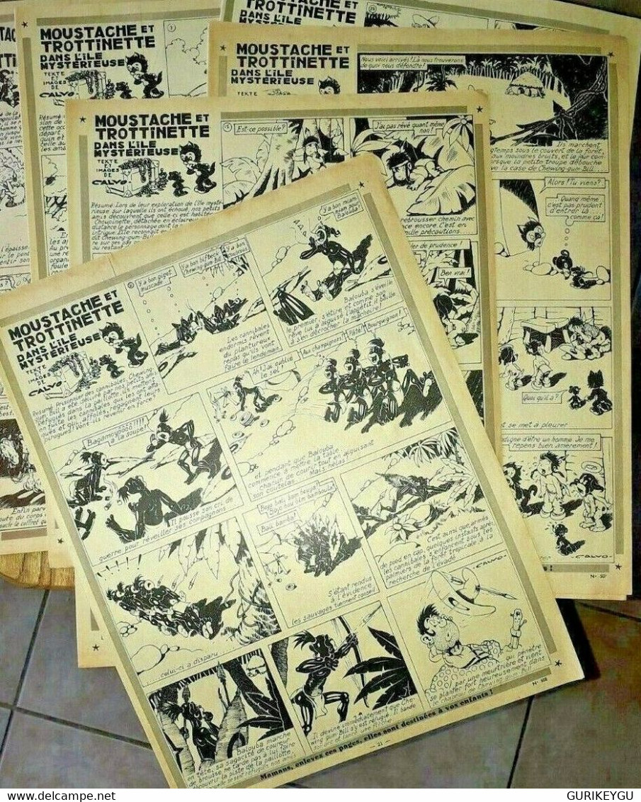 RARE 10 Pages MOUSTACHE ET TROTTINETTE  Dans L'ile Mystérieuse 1955  EO CALVO - Sagédition