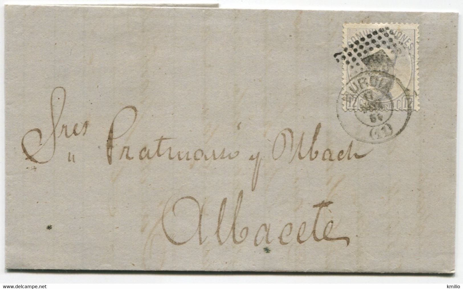 1872 Noviembre, Envuelta De Murcia A Albacete - Brieven En Documenten