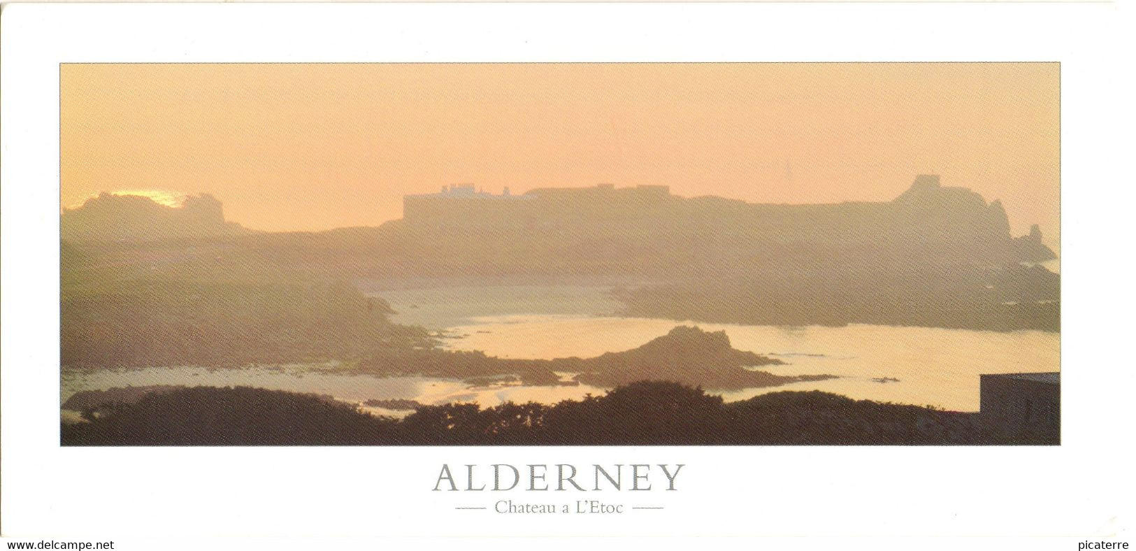 "Panorama Style" Ex.Large (230mm X 110mm Approx.)-Chateau L'Etoc & Corblets Bay,  Alderney, (ALDP 4)-Ile Aurigny - Alderney