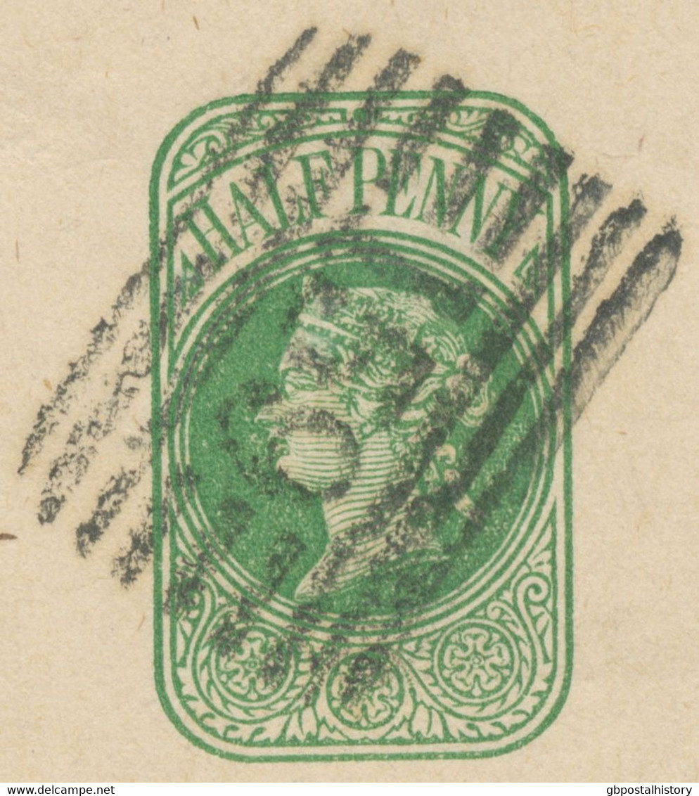 GB „159“ Scottish Numeral (GLASGOW 9 Bars) Cristal Clear Superb QV Half Penny Green Postal Stationery Wrapper To GOUROCK - Lettres & Documents