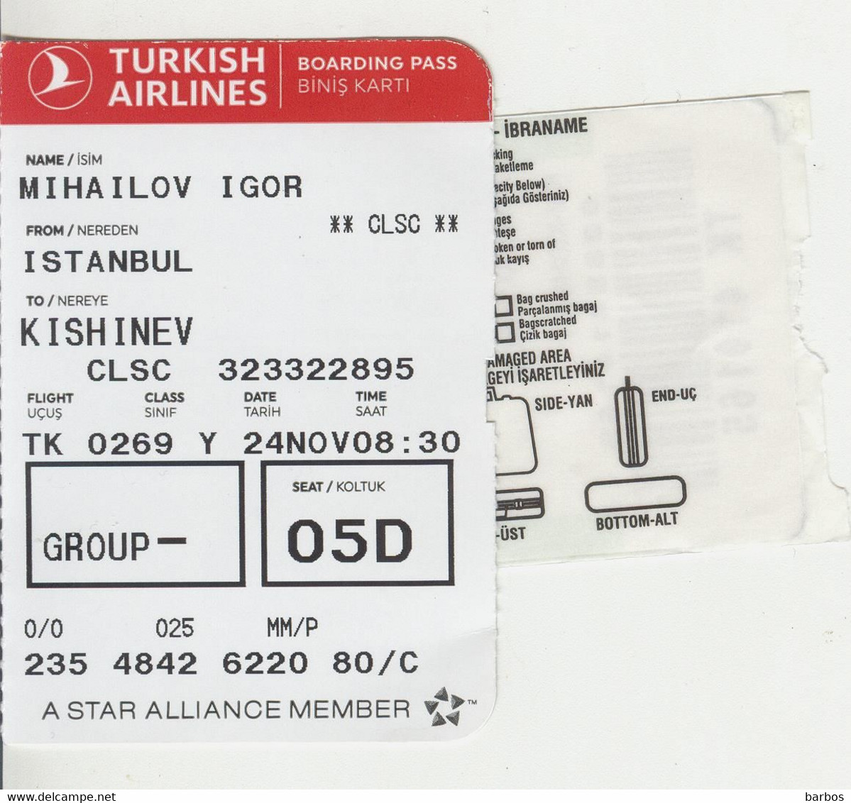 2021  , Avion Ticket , Turkish Airlines , Boarding Pass., Istanbul  To Chisinau , Used - Europe