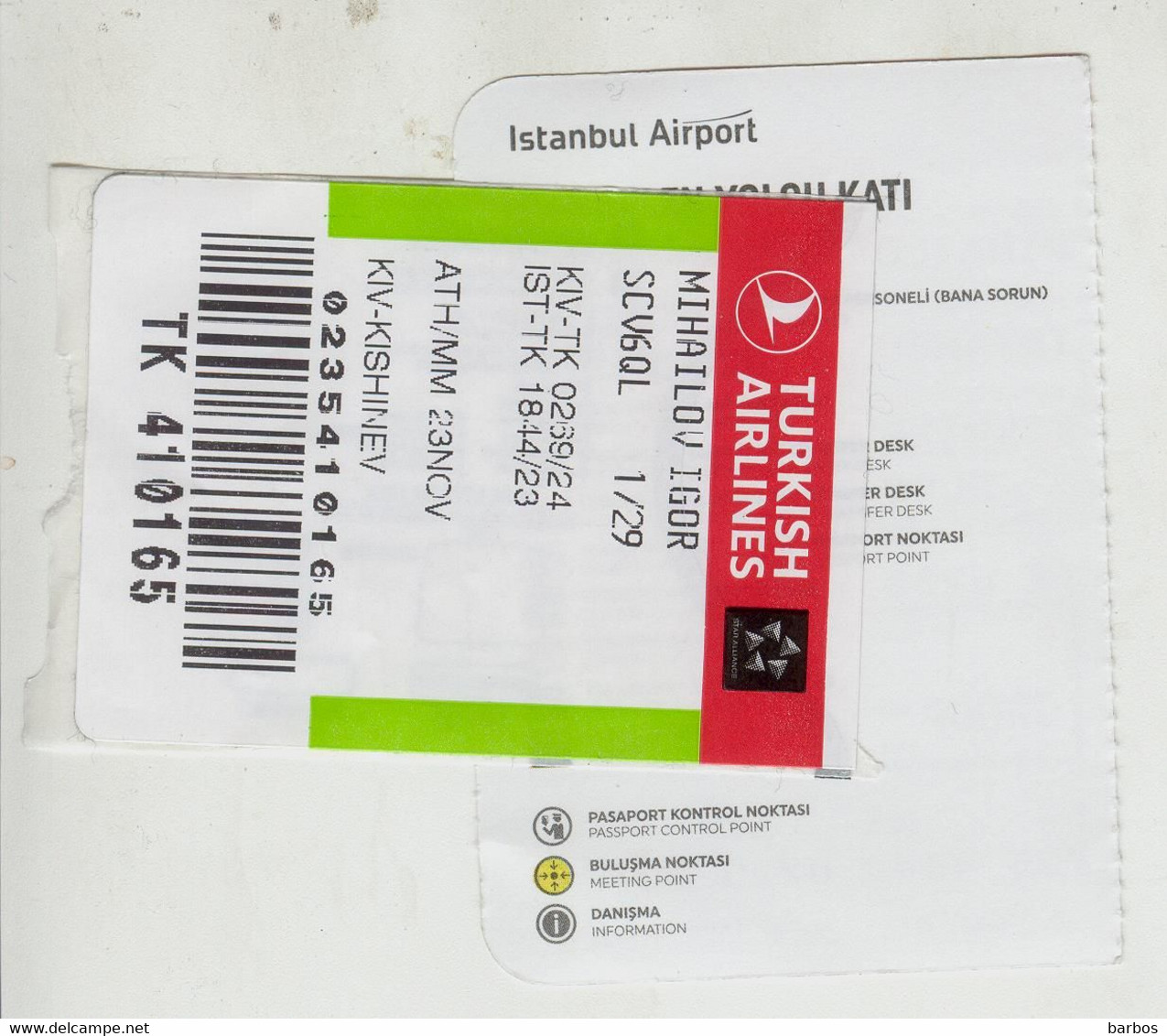 2021  , Avion Ticket , Turkish Airlines , Boarding Pass., Istanbul  To Chisinau , Used - Europe