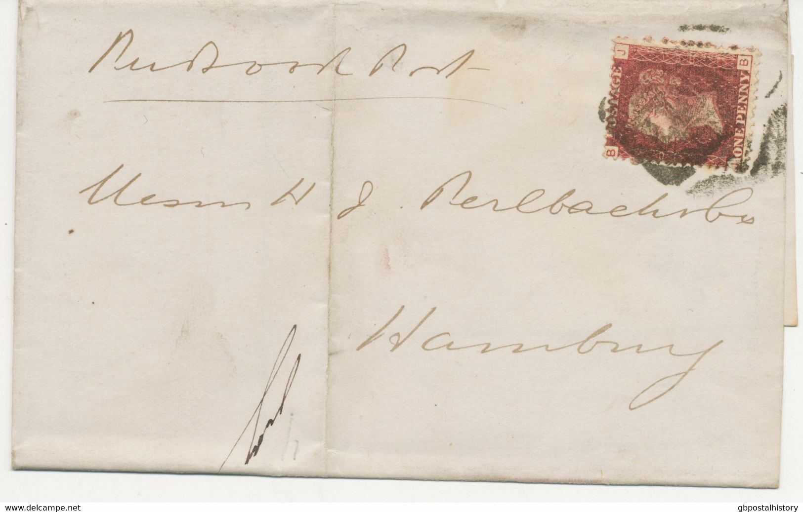 GB „159“ Scottish Numeral (GLASGOW) On Very Fine Wrapper „Per Book Post“ With QV 1d Red Plate 138 (JB) To HAMBURG - Lettres & Documents