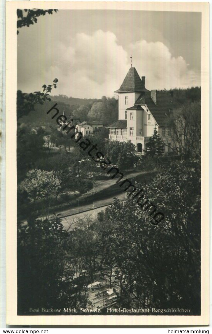 Bad Buckow - Hotel-Restaurant Bergschlösschen Besitzer Hugo Walther Königstrasse 38 - Foto-Ansichtskarte - Buckow