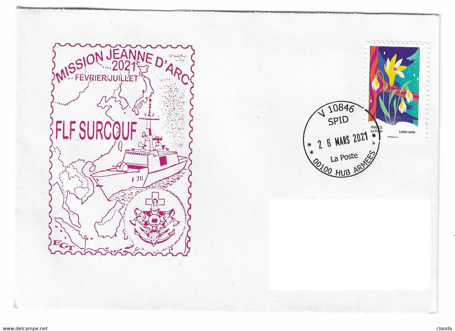 SPB 2 - FLF SURCOUF - Mission JDA 2021 - OBLITERATION CACHET ROND  SPID V 10846 - Scheepspost