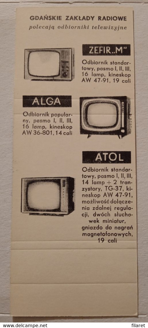 TV,POLAND,POLOGNE,POLISH,GDANSK FACTORY,OLD UNFOLDED MATCHBOX SKILLET - Boites D'allumettes