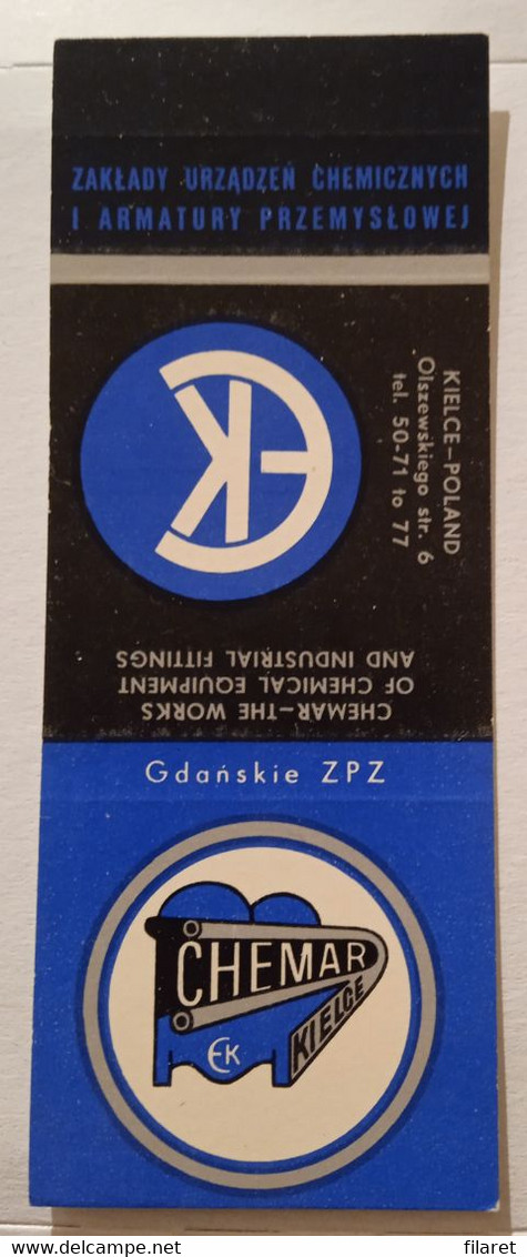 CHEMICAL PLANTS,POLAND,POLOGNE,POLISH,GDANSK FACTORY,OLD UNFOLDED MATCHBOX SKILLET - Boites D'allumettes