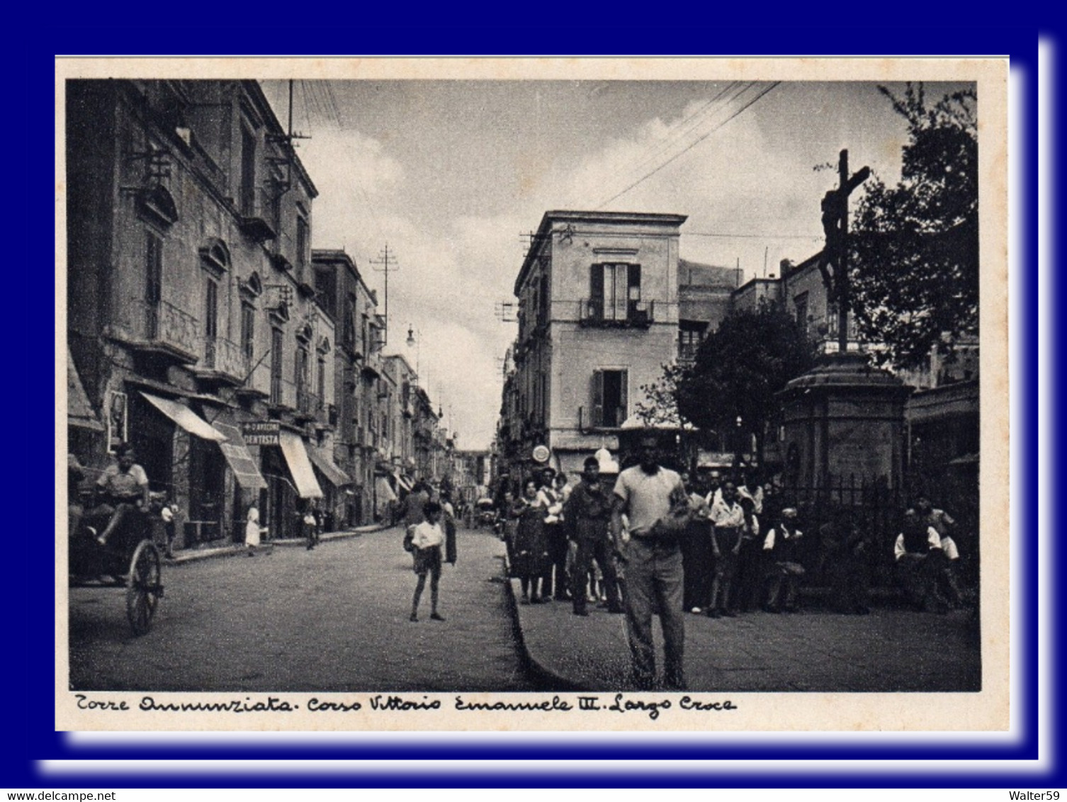 1940 Italia Cartolina TORRE ANNUNZIATA Corso VEIII Largo Croce Nuova - Aversa
