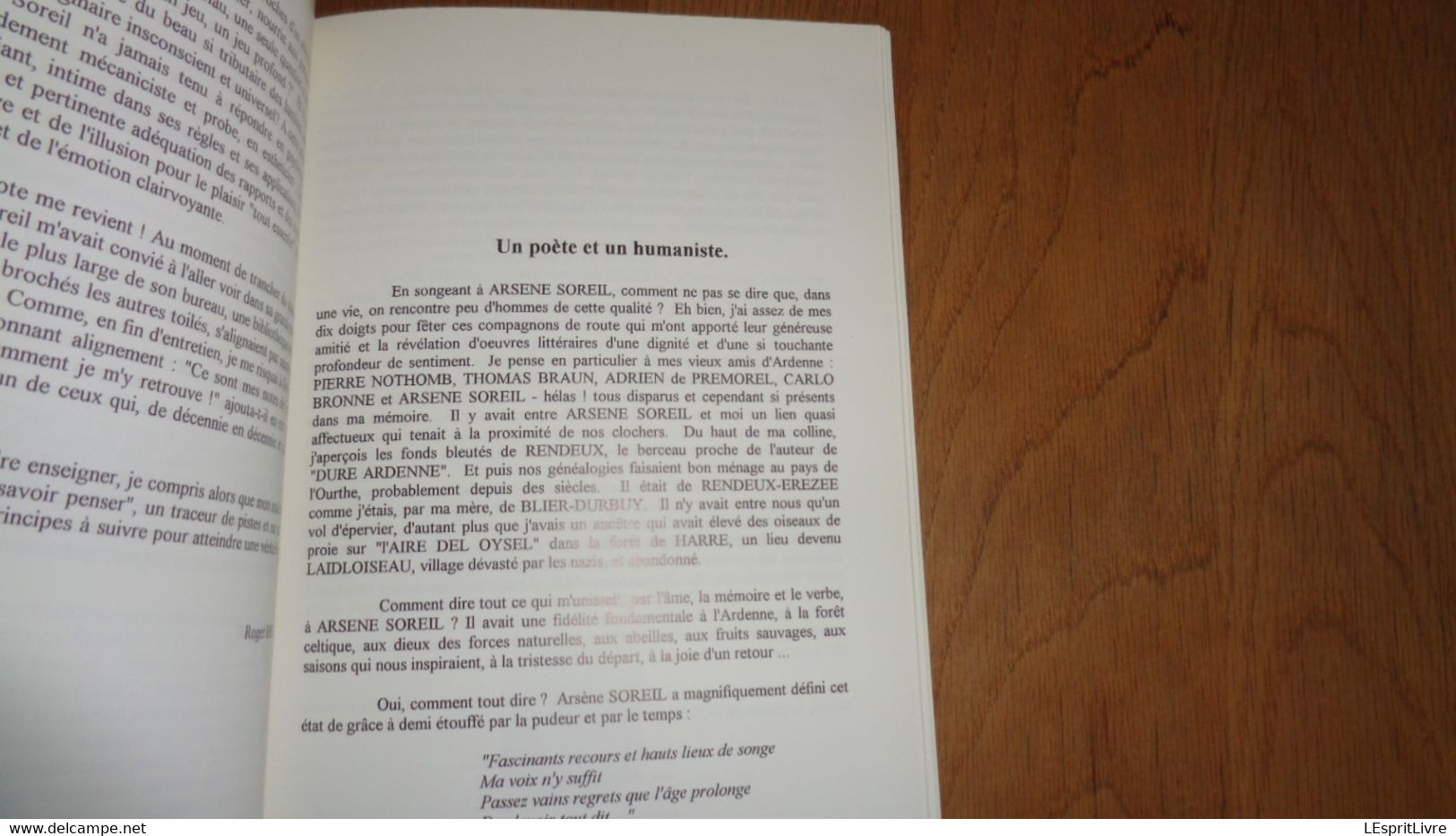 ARSENE SOREIL 1893 1993 Au Pays de Dure Ardenne Régionalisme Erezée Rendeux Auteur Ecrivain Belge Poète Wallon