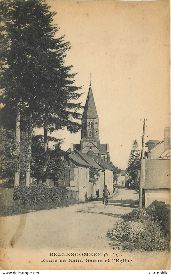 77 - BELLENCOMBRE - Route De Saint Saens Et Eglise En 1931 - Bellencombre