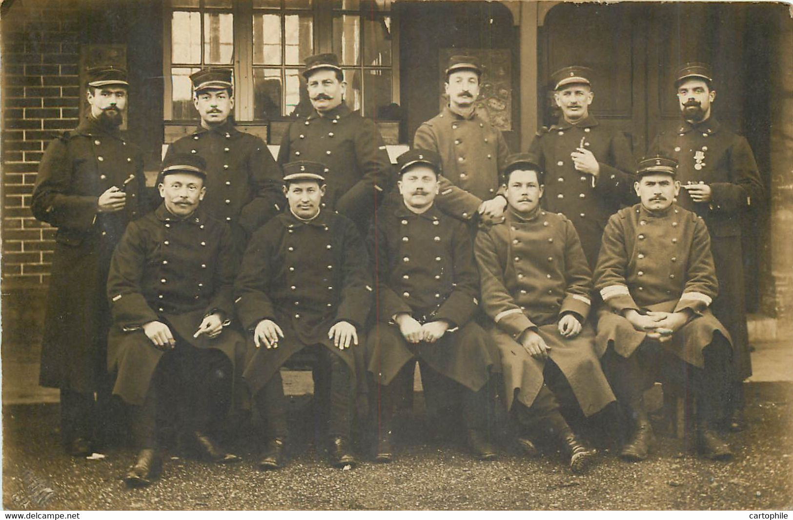 77 - HARFLEUR - Carte Photo Des Sous-officiers Du 3e RI Cantonnés à Harfleur - Soldats Militaria WW1 Décembre 1914 Gare - Harfleur