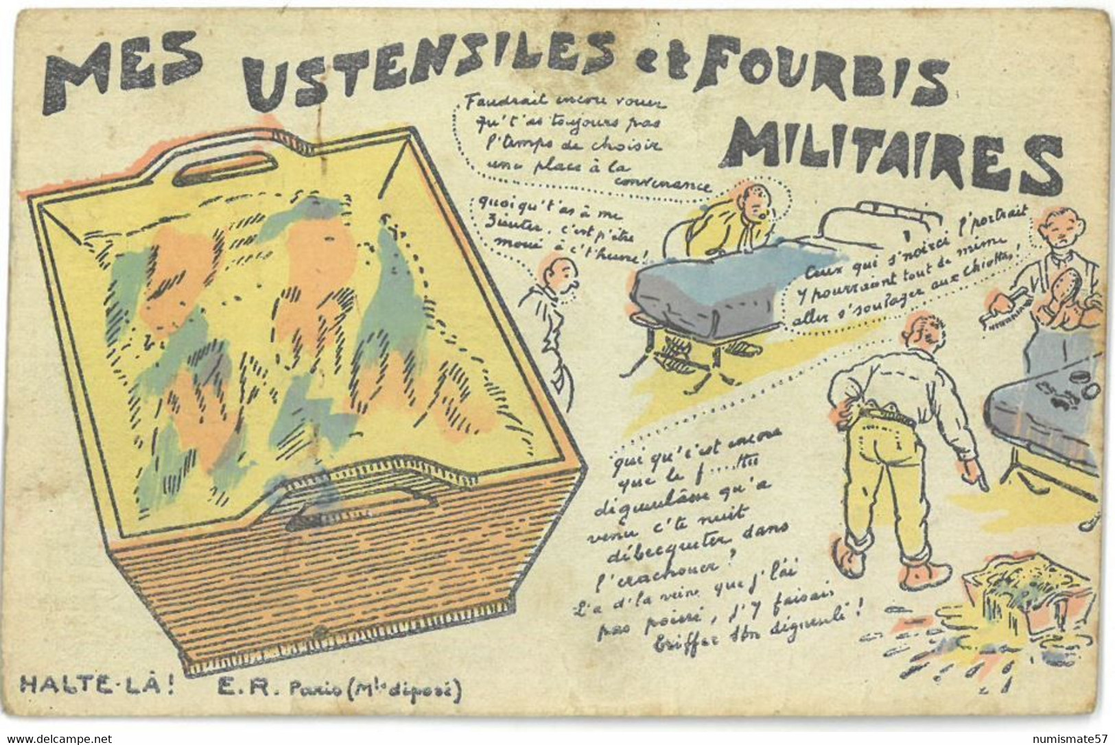 CPA MILITARIA - MES USTENSILES ET FOURBIS MILITAIRES - LE CRACHOIR - Humour