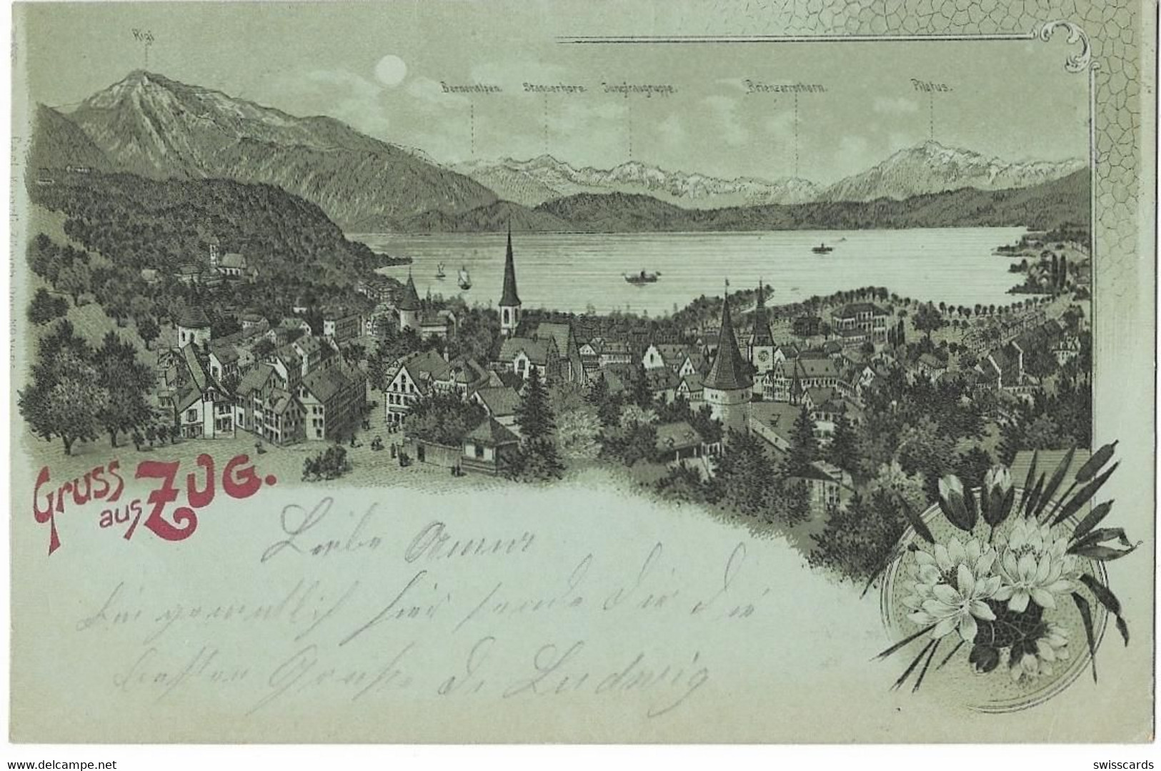 Gruss Aus ZUG: Mondschein-Litho 1903 - Zug