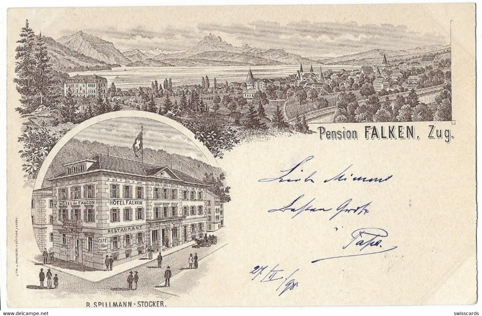 ZUG: Pension Falken, Vorläufer 1898 - Zug