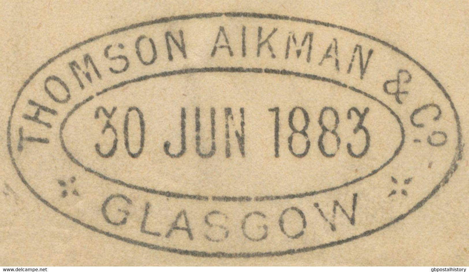 GB „GLASGOW“ Superb Early Thimble (20mm, Code „2 DD“) On Very Fine QV ½ D Brown Postal Stationery Wrapper To MAGDEBURG, - Storia Postale