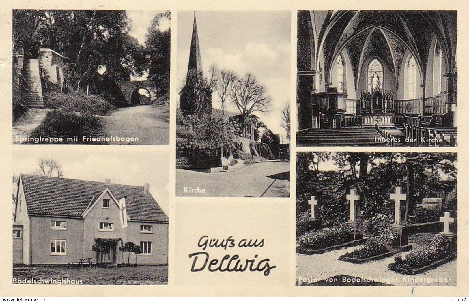 AK Gruss Aus Dellwig - Mehrbildkarte - Bodelschwingghaus Kirche Springtreppe Kindergräber - Ca. 1950 (58538) - Unna