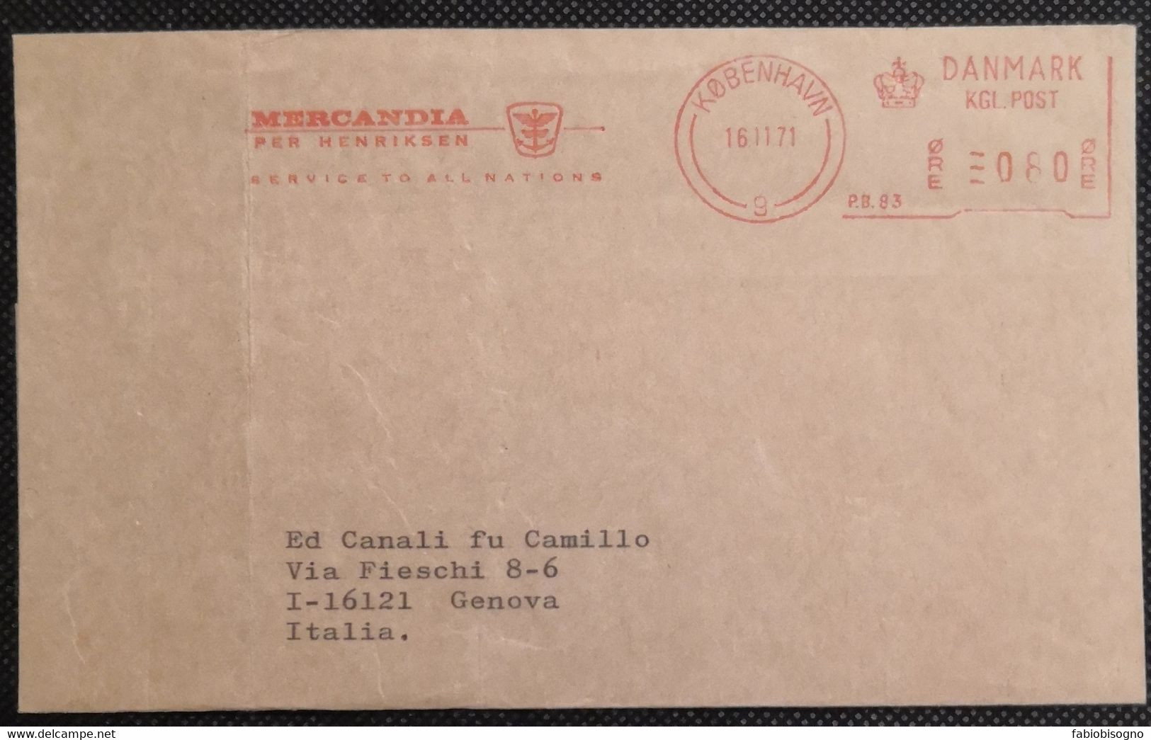 Danmark 1971 - MERCANDIA Per Henriksen ( Ship ) - EMA Meter Freistempel Fragment - Franking Machines (EMA)