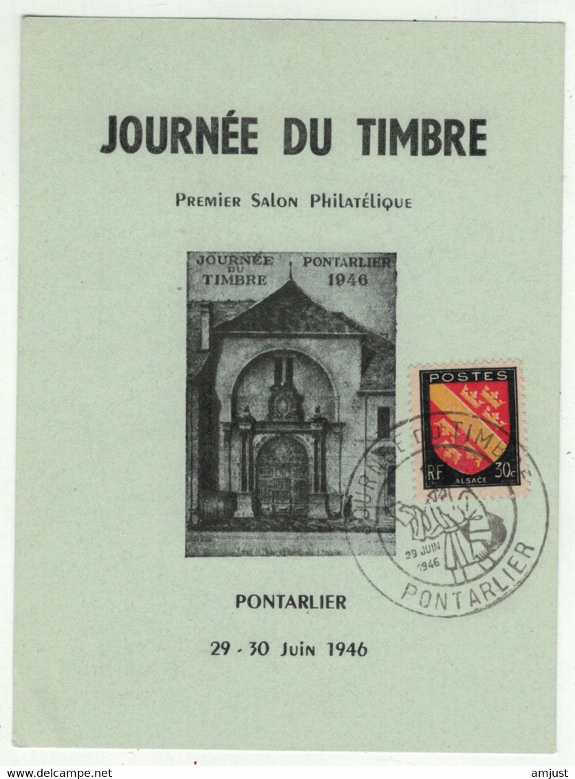 France // 1945-1949 // Carte De La Journée Du Timbre Pontarlier 1946 - Brieven En Documenten