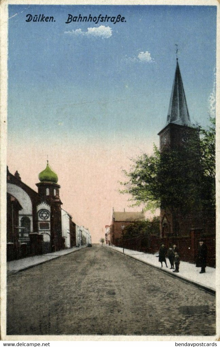 DÜLKEN VIERSEN, Bahnhofstrasse Mit Synagoge, Judaica (1910s) AK - Viersen