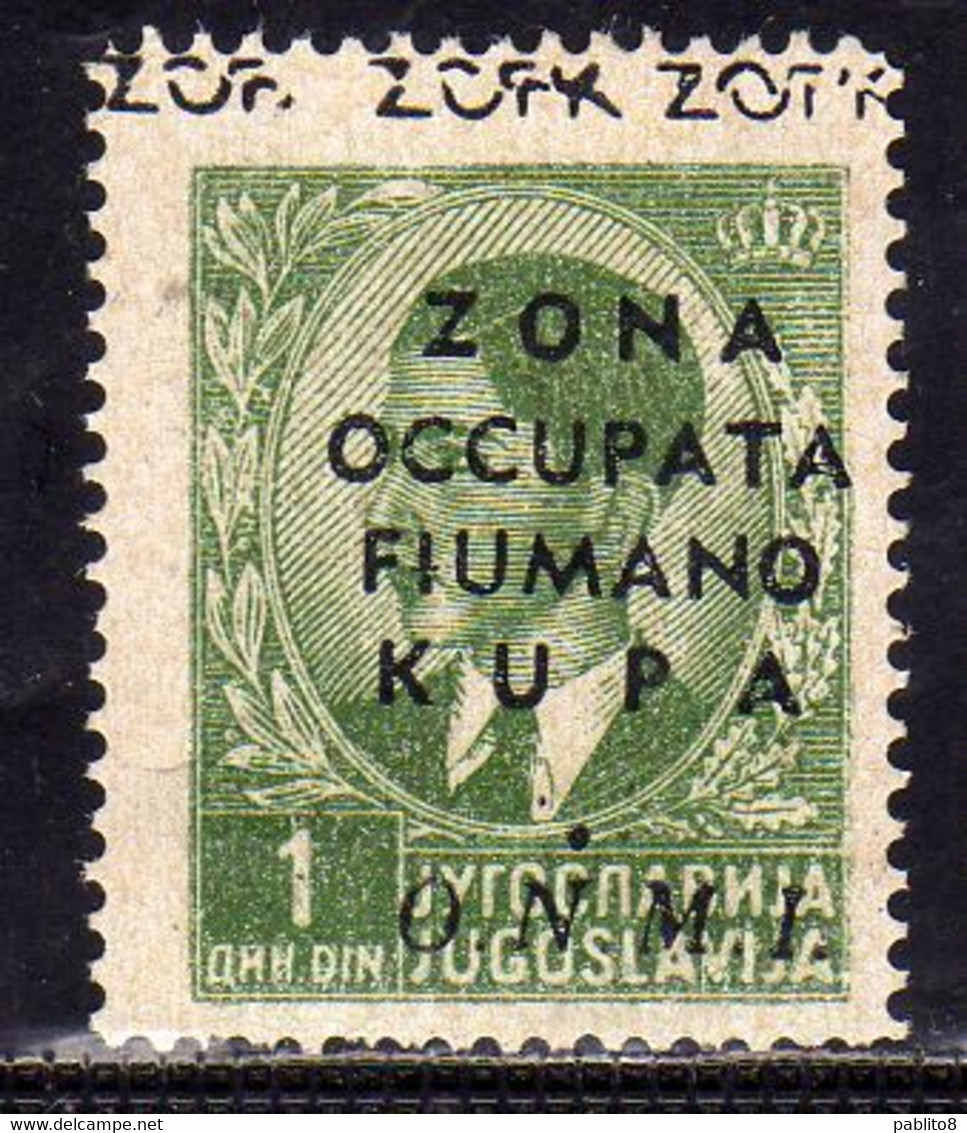 ZONA FIUMANO KUPA 1941 SOPRASTAMPATO OVERPRINTED 1d ONMI MNH - Fiume & Kupa