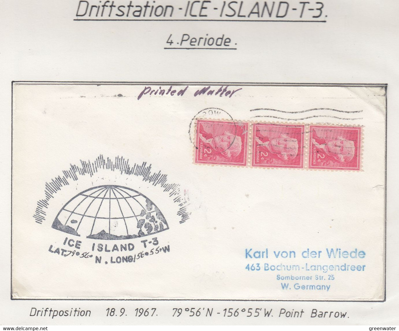 USA Driftstation ICE-ISLAND T-3 Cover Ca  Ice Island T-3 Periode 4 Ca Barrow AK  (DR123B) - Stations Scientifiques & Stations Dérivantes Arctiques