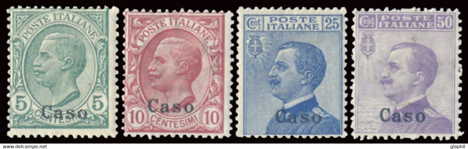 ITALIA ISOLE DELL'EGEO CASO 1912 5, 10, 25, 50 C. (Sass. 2, 3, 5, 7) NUOVI INTEGRI ** - Egeo (Caso)