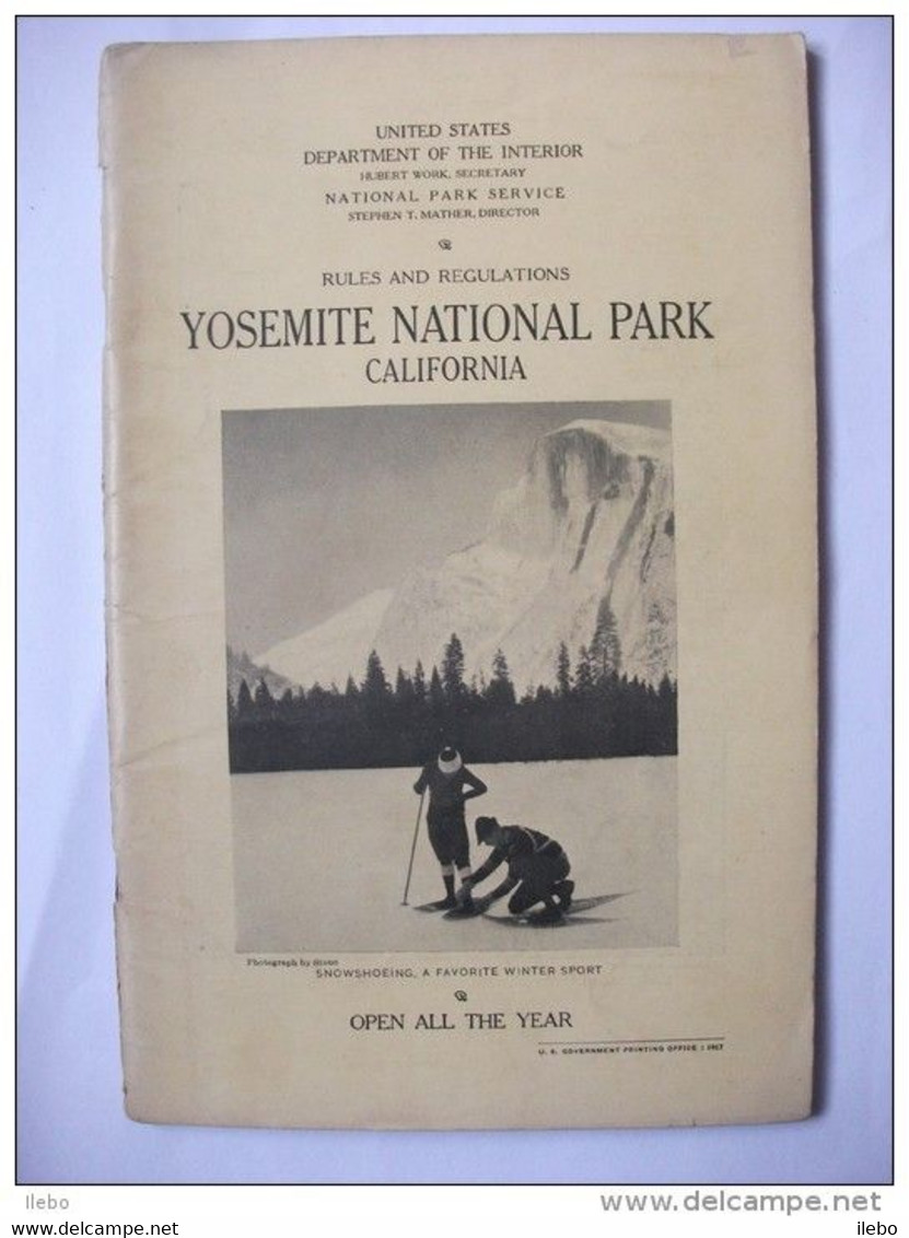 Yosemite  1927 National Park Guide Photos Carte Montagne Usa - América Del Norte