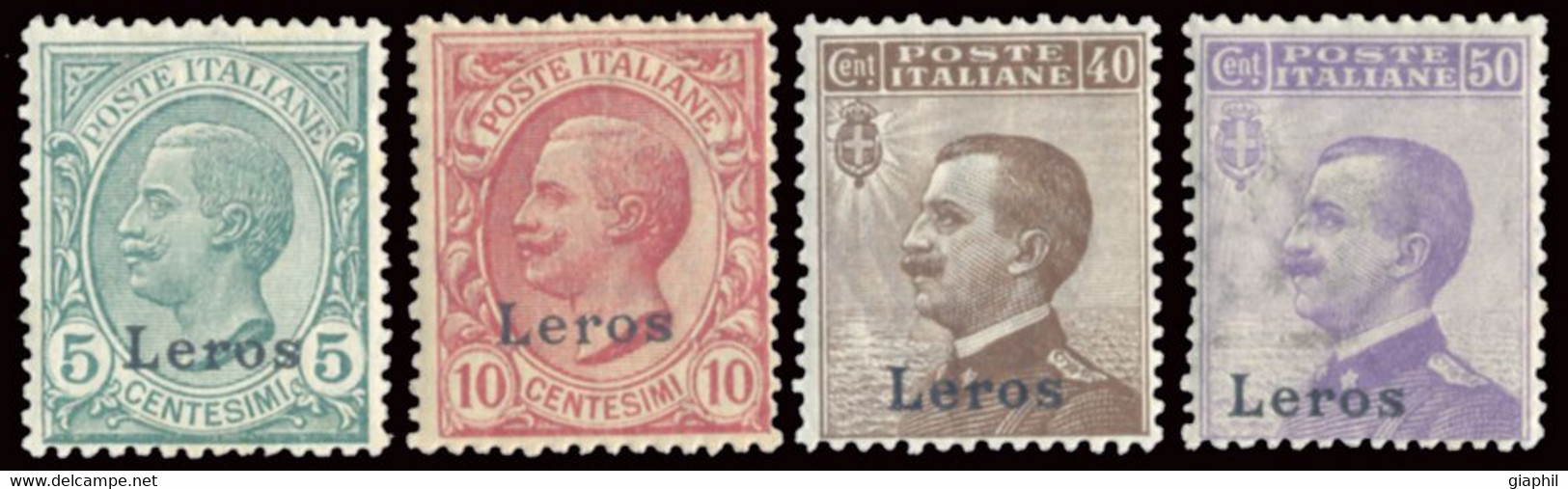 ITALIA ISOLE DELL'EGEO LERO 1912 5, 10, 40, 50 C. (Sass. 2, 3, 6, 7) NUOVI INTEGRI ** - Aegean (Lero)