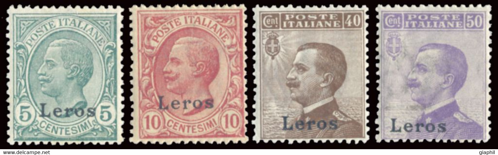 ITALIA ISOLE DELL'EGEO LERO 1912 5, 10, 40, 50 C. (Sass. 2, 3, 6, 7) NUOVI INTEGRI ** - Egée (Lero)