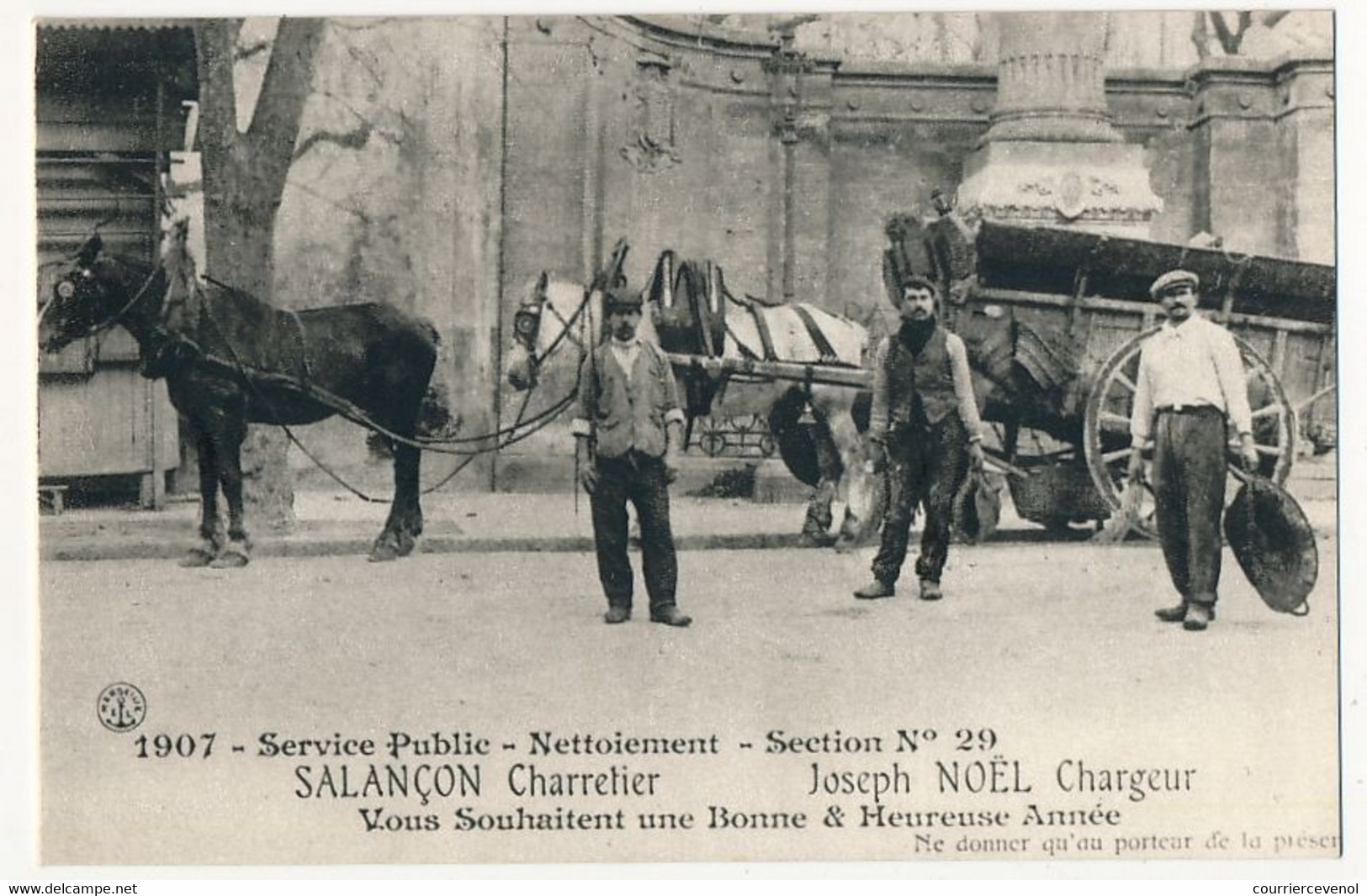 CPA - MARSEILLE (B Du R) - SALANÇON Charretier, Joseph NOËL Chargeur Vous Souhaitent ... Bonne Année - REPRODUCTION - Canebière, Centre Ville