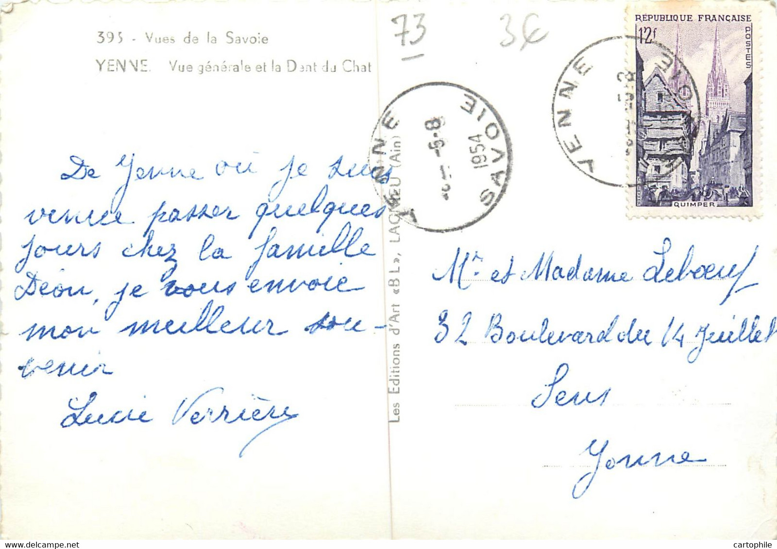 73 - YENNE - Vue Generale En 1954 - Yenne