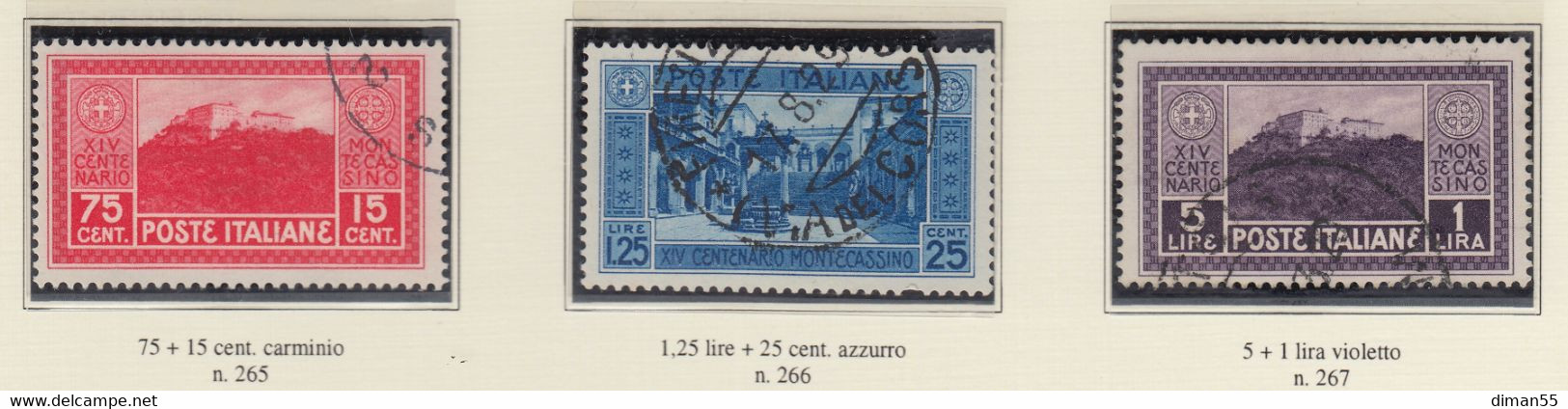 ITALIA - 1929 Montecassino   Sassone  N.262-268  Cat. 950 Euro  - Usati - Usati