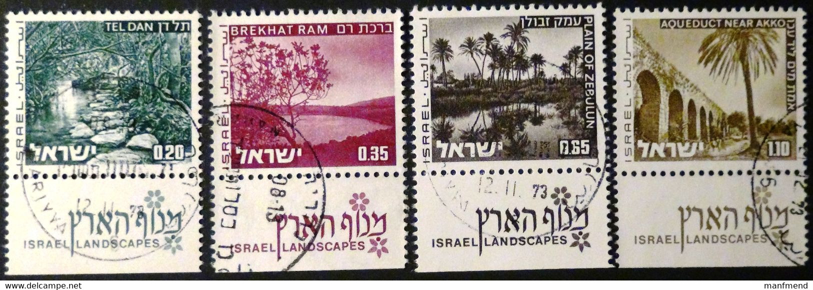 Israel - 1973 - Mi:IL 598x-601x   Yt:IL 532,534,535,537 O - Look Scan - Used Stamps (with Tabs)