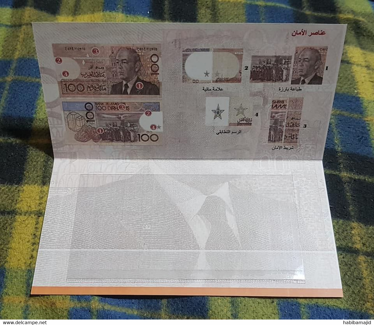 MAROC : Pochette (Vide) En Carton Pour Billet De 100 Dirhams 1987 - Morocco