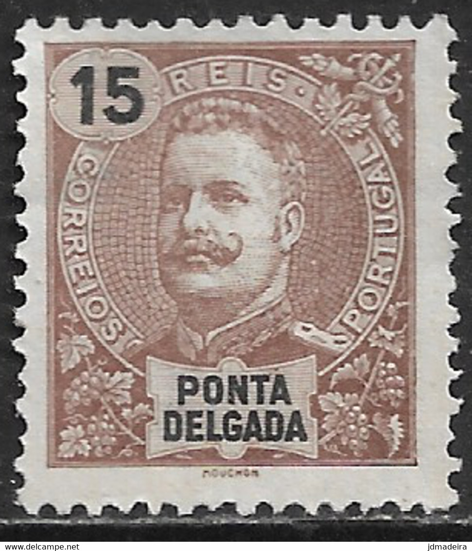 Ponta Delgada – 1897 King Carlos 15 Réis Mint Stamp - Ponta Delgada