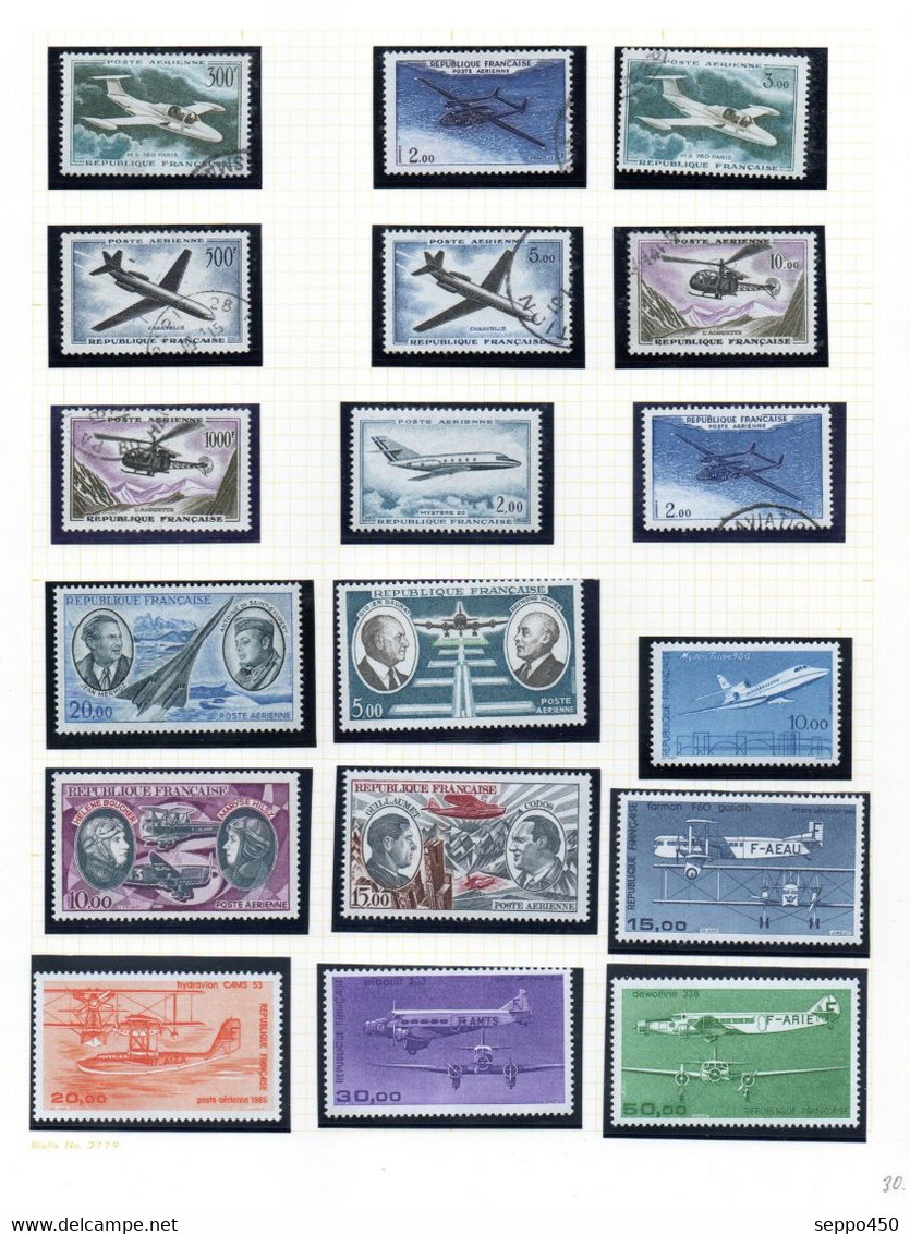 LOT TIMBRE POSTE AERIENNE AVEC YT 1/ 2 OBLITERE , 10FR ATLANTIQUE ET FACIALE GROSSE VALEUR STAMSP BRIEKMARKEN - 1927-1959 Used