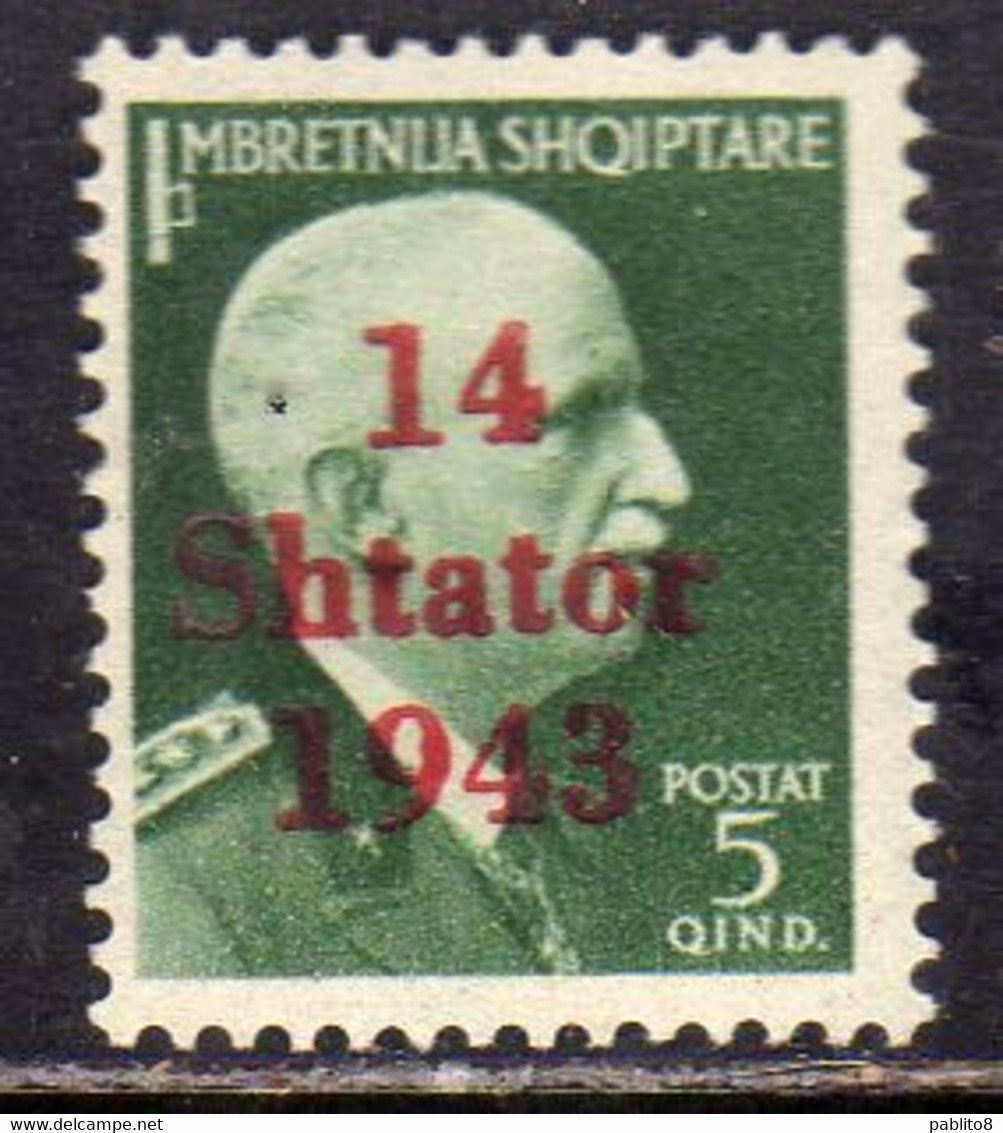 ALBANIA OCCUPAZIONE TEDESCA 1943 EFFIGIE RE VITTORIO EMANUELE III 5q MNH - Deutsche Bes.: Albanien