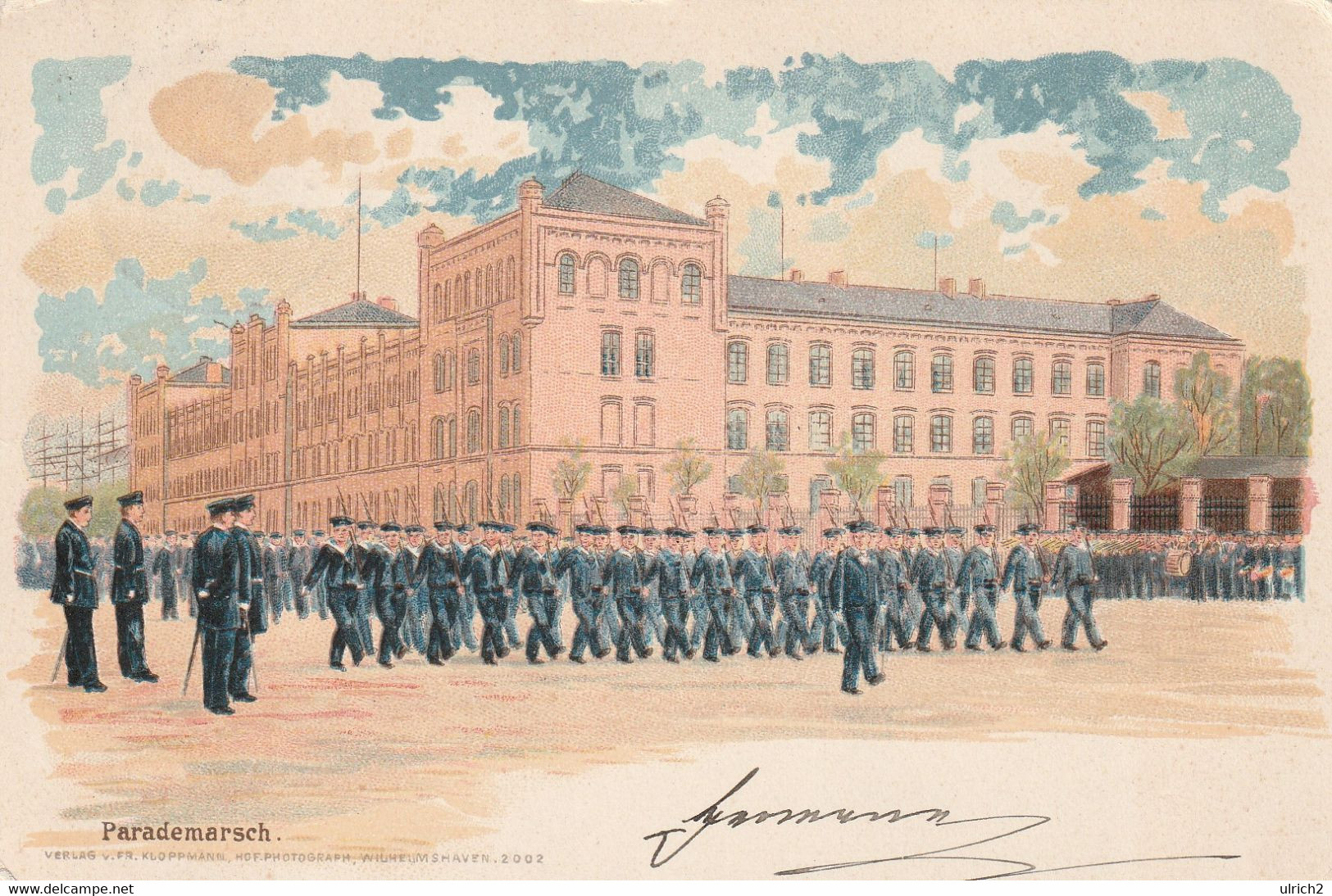 AK Wilhelmshaven - Parademarsch Große Kaserne II. Werft-Div. - Deutsche Matrosen - 1899 (58557) - Uniforms