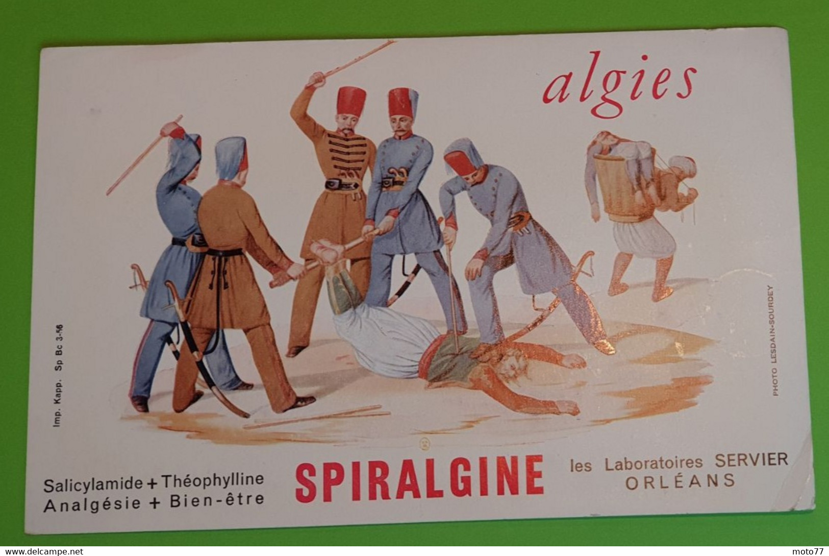 Buvard 302 - Laboratoires Servier - Algies - Torture - Etat D'usage : Voir Photos - 21x13.5 Cm Environ - Année 1960 - Produits Pharmaceutiques