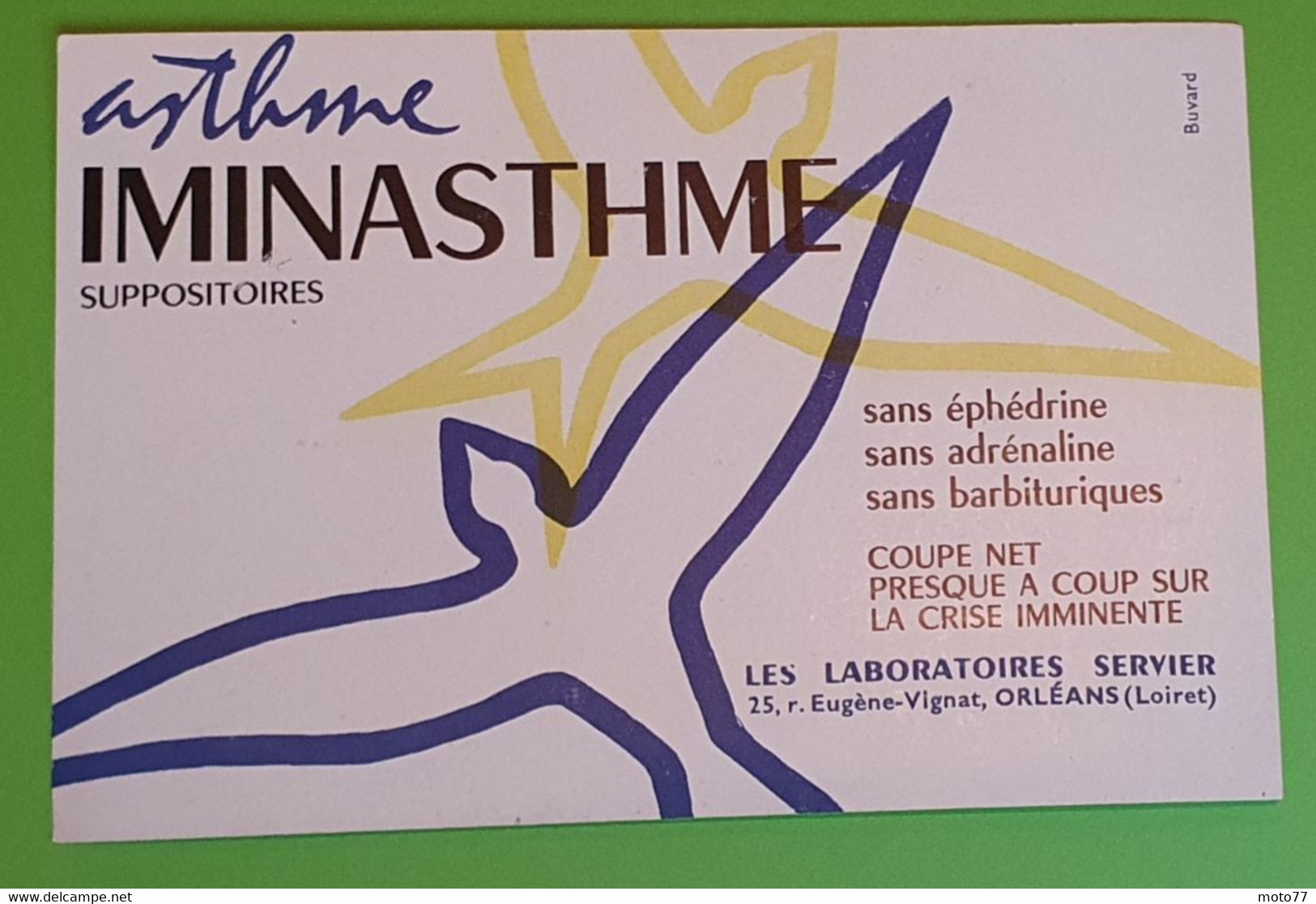 Buvard 306 - Laboratoires Servier - IMINASTHME - Etat D'usage - Oiseau - 20x13.5 Cm Environ - Année 1960 - Produits Pharmaceutiques