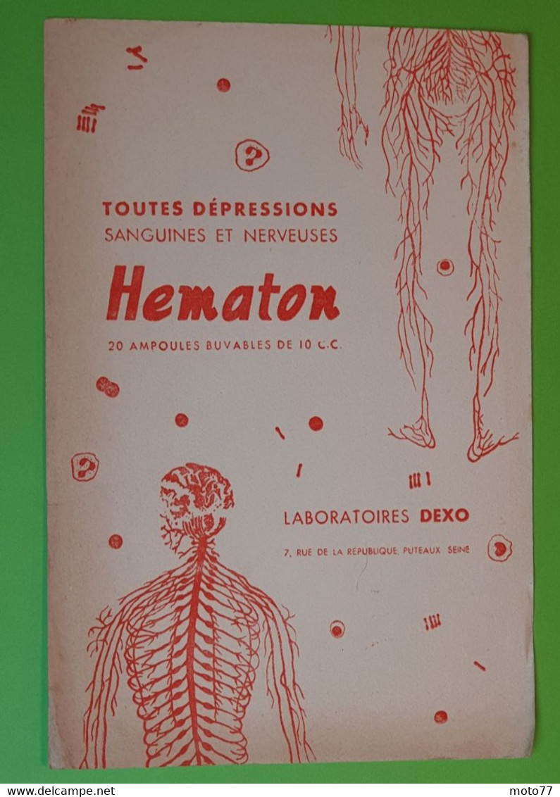 Buvard 321 - Laboratoire Dexo - HEMATON - Squelette - Etat D'usage : Voir Photos-13.5x20 Cm Environ - Année 1950 - Produits Pharmaceutiques