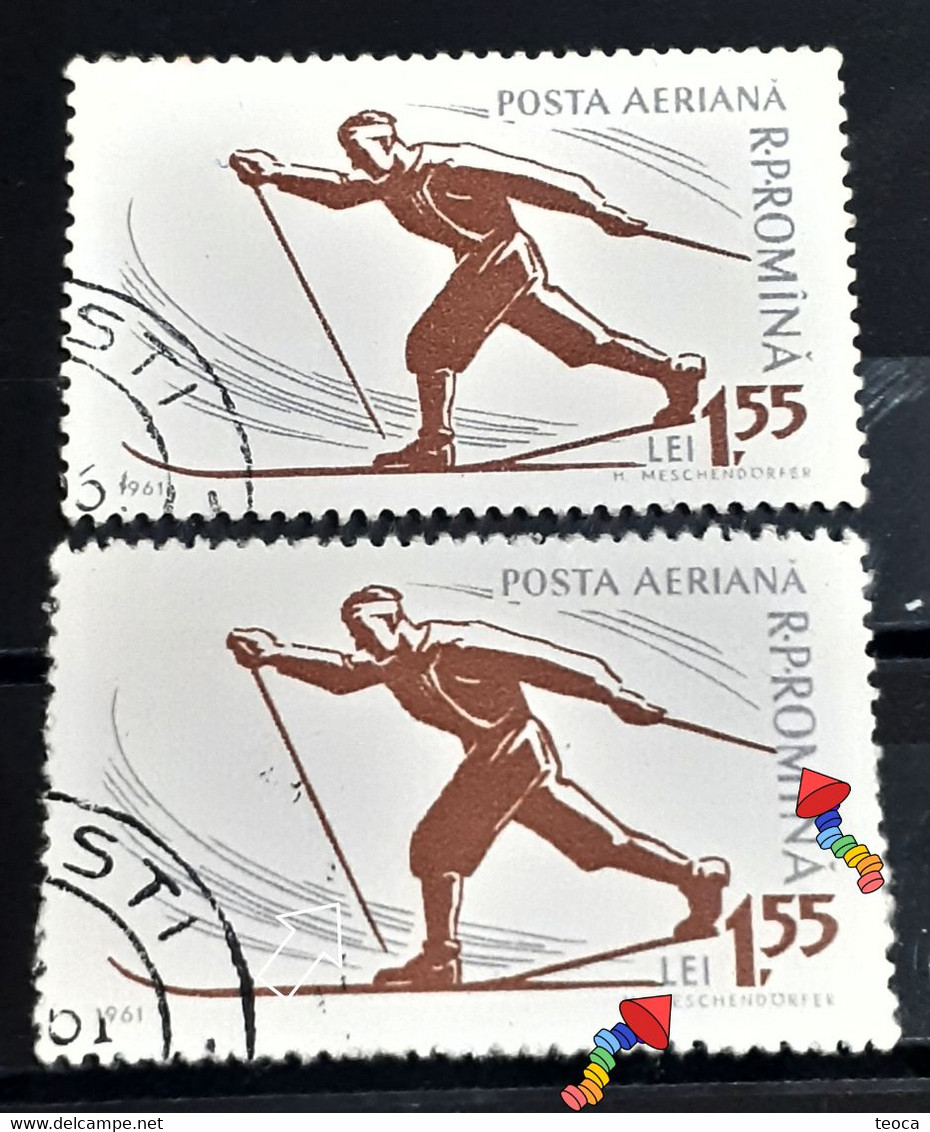 Stampa Errors Romania 1961 # Mi 1957  Sky Mountain Sports With Multiple Errors - Abarten Und Kuriositäten