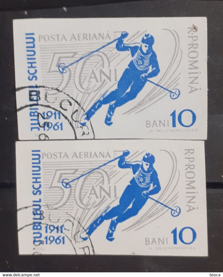 Stamps Errors Romania 1961 # Mi 1965  Sky Mountain Sports With Multiple Errors - Errors, Freaks & Oddities (EFO)